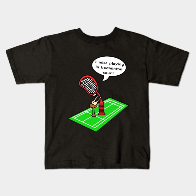 Retired badminton racket Kids T-Shirt by Andrew Hau